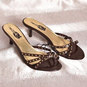 Rue21 Brown Studded Strappy Mule Heels  Size Medium Open Toe